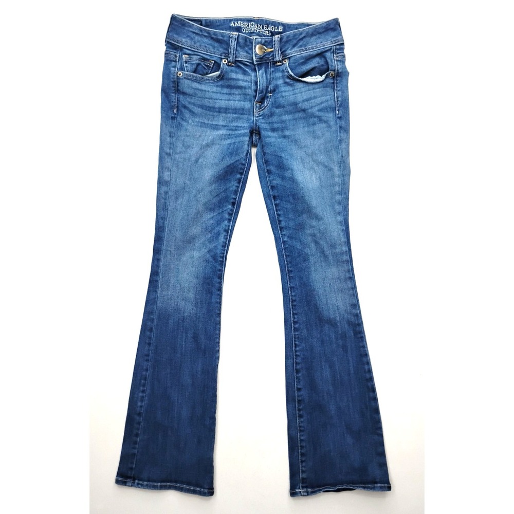 American Eagle Jeans Womens 0 Short Blue Kick Boot Stretch Bootcut Denim 27x29